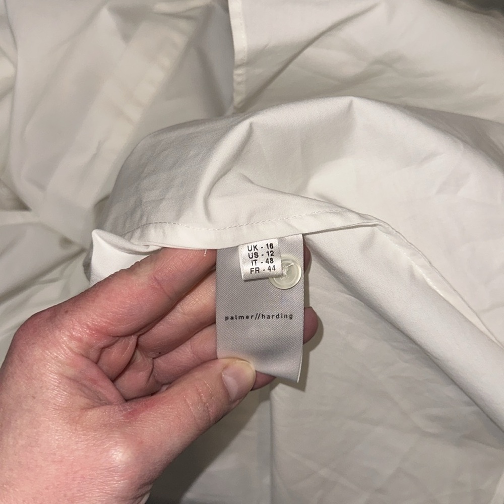 Palmer Harding $756 White Button Down Shirt with Asymmetrical Hem New Size 12 - Picture 6 of 6